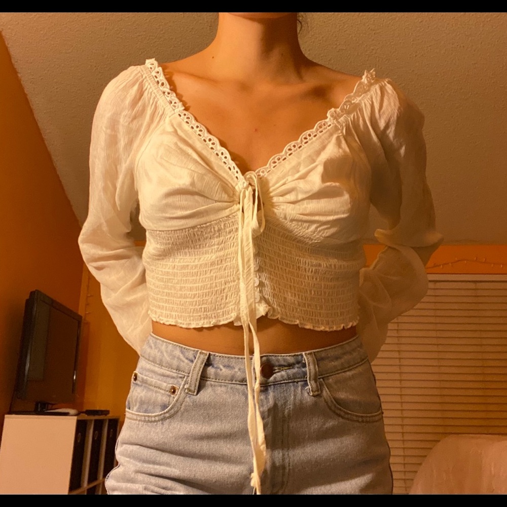 long sleeve white top